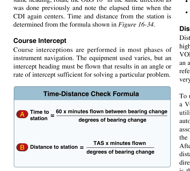 Figure 16-34 Time-distance check formula using a CDI