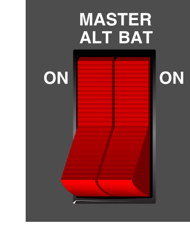 마스터 스위치. 왼쪽 ALT, 오른쪽 BAT, 빨간 로커가 ON